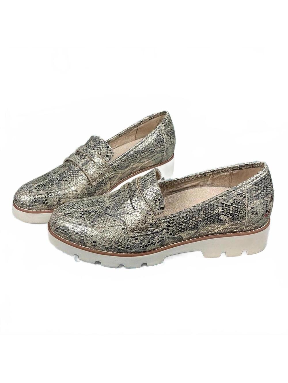 Vionic Women's Cheryl II 8.5 Metallic Snakeskin Loafers w/ Lug Sole Shoes
